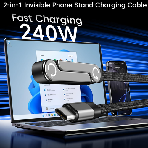 2-in-1 Phone Stand & 240W Fast Charging Cable